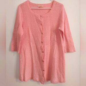 Eileen Fisher Women's Cardigan Sweater Peach size M 3/4 length sleeves
